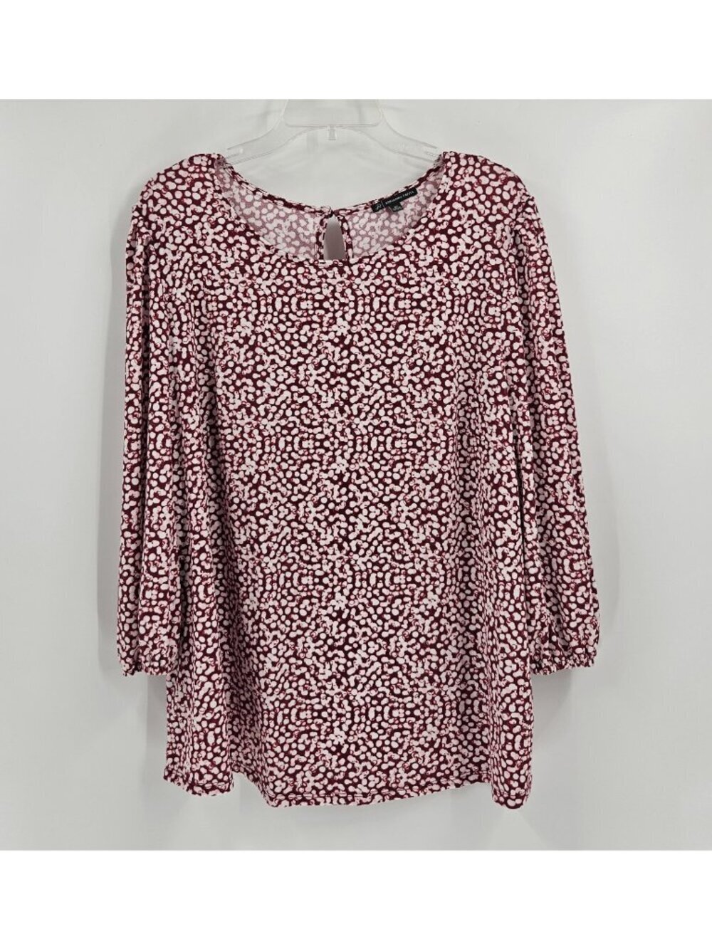 Adrianna Papell Plus Size 2X Red & White Ditsy Floral Blouse – 3/4 Sleeve